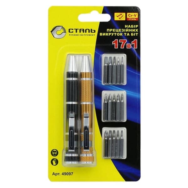 Набір презензійних викруток Сталь 49097 17 в 1 - зображення 1