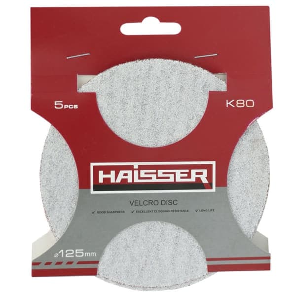 Круг шліфувальний самоклеючий 125 мм k 80, н-р 5шт Haisser - зображення 1