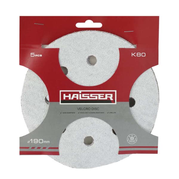 Круг шліфувальний самоклеючий з отворами 190мм, k 80, н-р 5шт Haisser - зображення 1