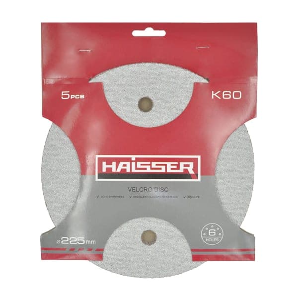 Круг шліфувальний самоклеючий з отворами 225мм, k 60, н-р 5шт Haisser - зображення 1
