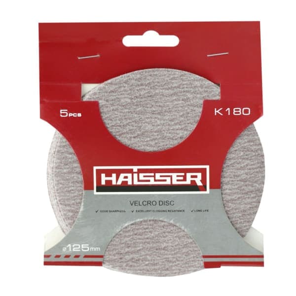 Круг шліфувальний самоклеючий 125 мм k 180, н-р 5шт Haisser - зображення 1