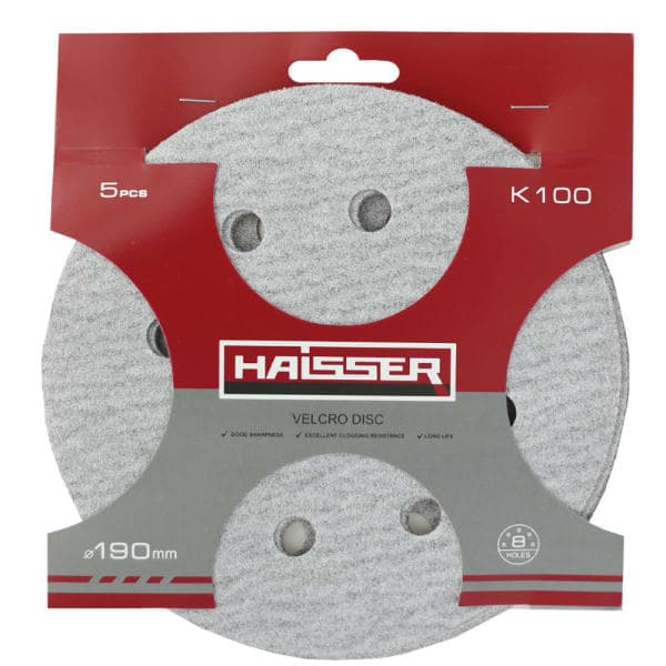 Круг шліфувальний самоклеючий з отворами 190мм, k 100, н-р 5шт Haisser - зображення 1