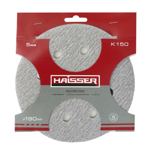 Круг шліфувальний самоклеючий з отворами 190мм, k 150, н-р 5шт Haisser - зображення 1