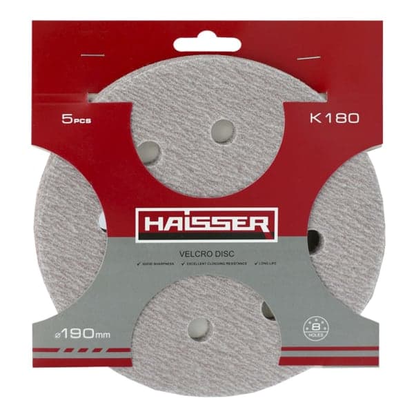 Круг шліфувальний самоклеючий з отворами 190мм, k 180, н-р 5шт Haisser - зображення 1