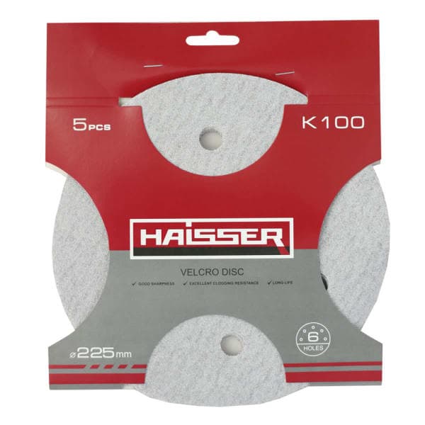 Круг шліфувальний самоклеючий з отворами 225мм, k 100, н-р 5шт Haisser - зображення 1
