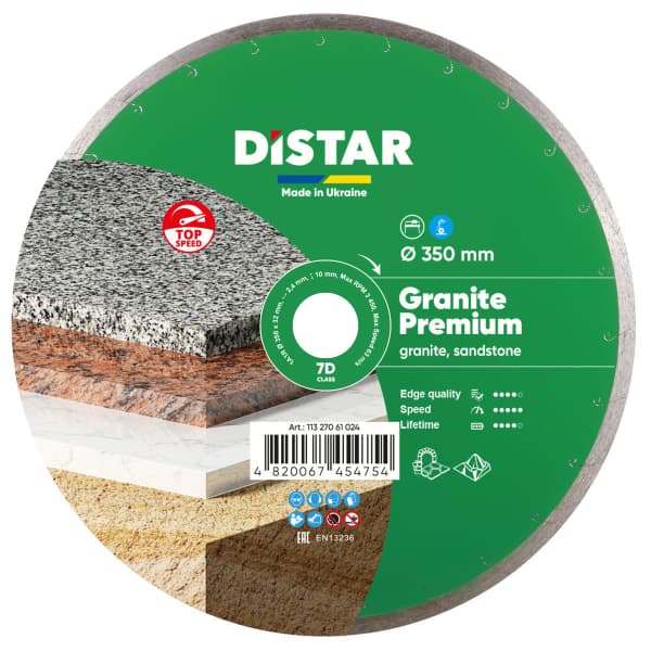 DISTAR Corona (1A1R) Granite Premium 350x2,4x32 Круг алмазний - зображення 1