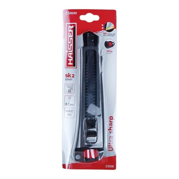 23506 Ніж металевий пластиковий корпус 25 мм Haisser - зображення 1