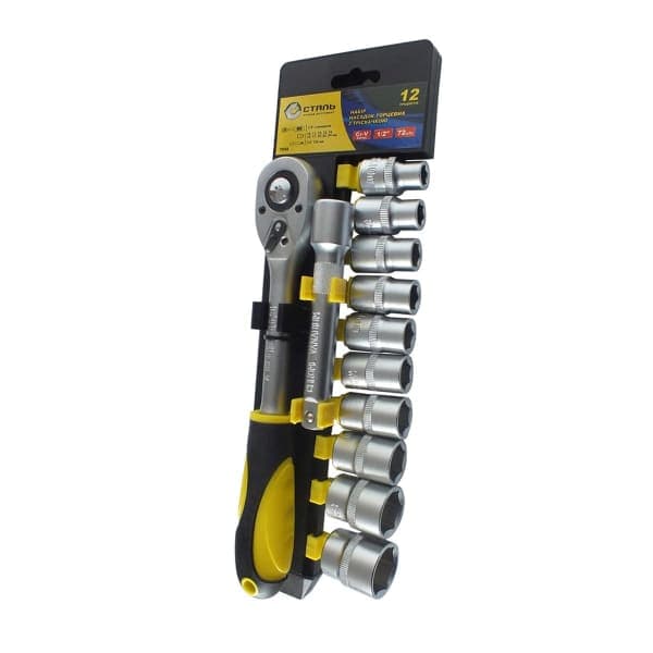 Сталь Набір насадок торцевих з тріскачкою 1/2 - зображення 1