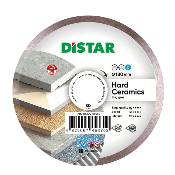 Круг алмазний відрізний Distar 1A1R Hard ceramics (180x1.4 / 1.0x8.5x25.4 мм) - зображення 1