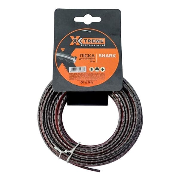 Ліска до мотокоси X-TREME 2,4мм x 15м SHARK зубчата сіро-червона - зображення 1