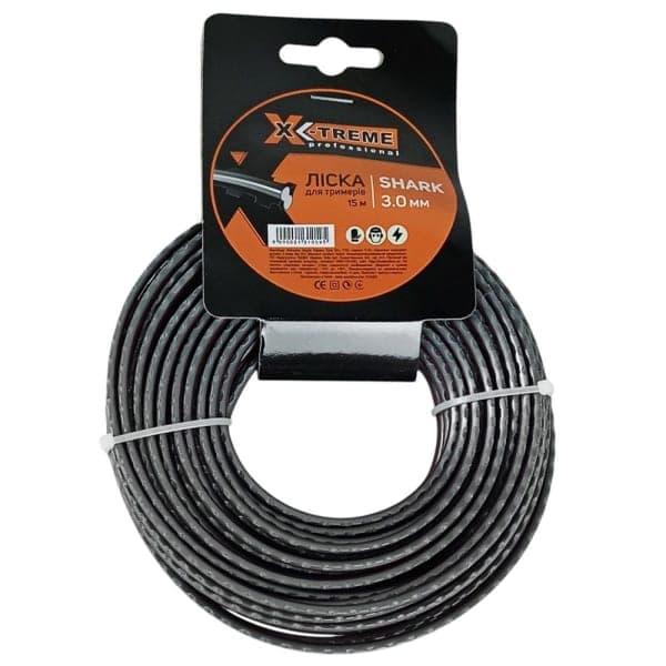 Ліска до мотокоси X-TREME 3мм x 15м SHARK зубчата сіро-червона - зображення 1