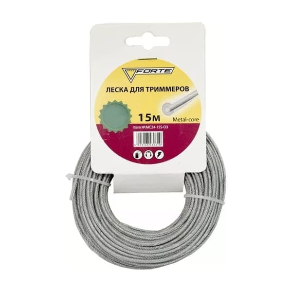 Forte 2.4 мм х 15 м Жилка для мотокос метал сердечник - зображення 1