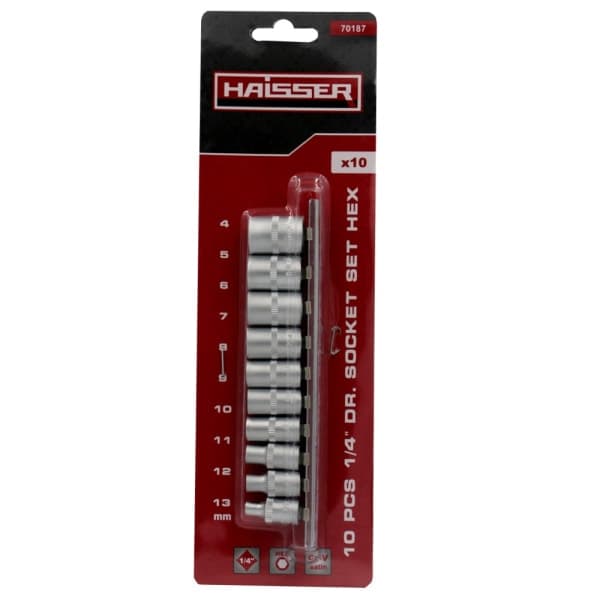 Набір головок шестигранних 1/4 10 од. CR-V SATINE Haisser 70187 - зображення 1