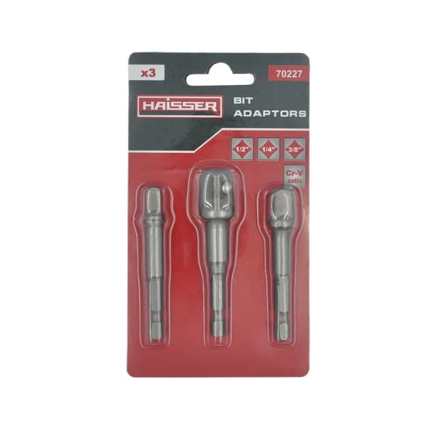 Набір перехідників для торцевих головок Haisser PROFI 1/4 , 3/8 , 1/2 3 шт - зображення 1
