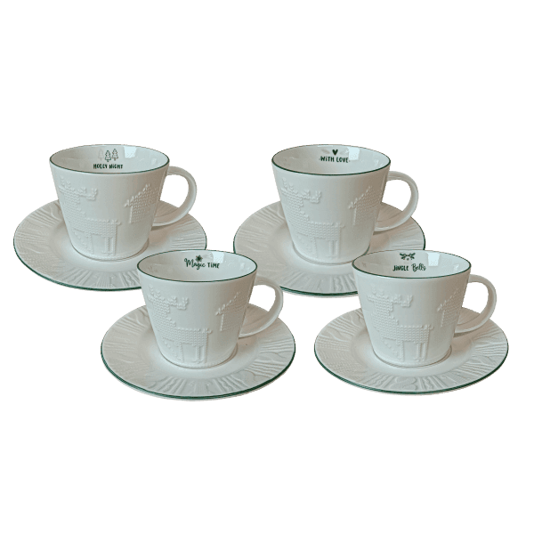 Чашка з блюдцем VT-C-324240 Снігова вишиванка Vittora 240 мл - зображення 1