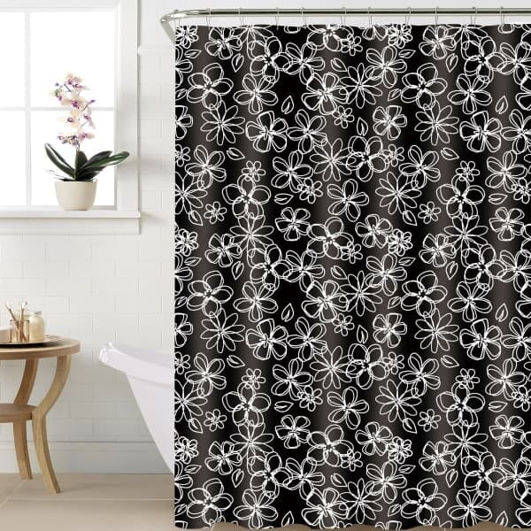 Шторка для ванної WK-10013 Квіти в ночі PEVA 180x180 (з кільцями) WERK - зображення 1