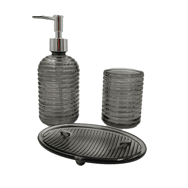 Набір аксесуарів для ванної кімнати Графіт WK-20006 (дозатор 450мл, стакан 330мл, мильниця 15,2х10х2,3см) WERK - зображення 1