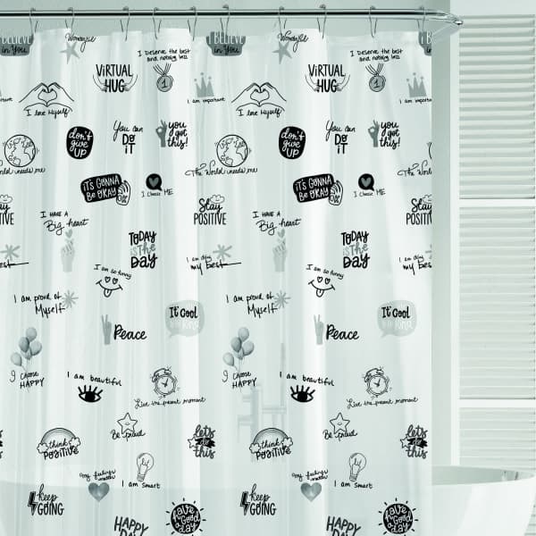 Шторка для ванної WK-10021 Гарний настрій PEVA 180x180 (з кільцями) Werk - зображення 1