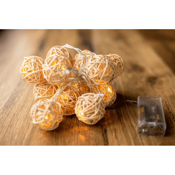 Електрогірлянда світлодіод. ротанг тепло-біл.15 LED, 2М, 2хАА BPNY - зображення 1