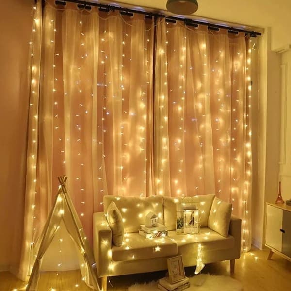 Електрогірлянда світлодіод. штора з пультом тепло-білий 240 LED, 3АА, 14W BPNY - зображення 1