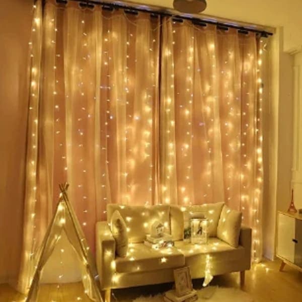 Електрогірлянда светод.штора з пультом, тепло-білий, 320 LED, 3АА, 19,2W BPNY - зображення 1