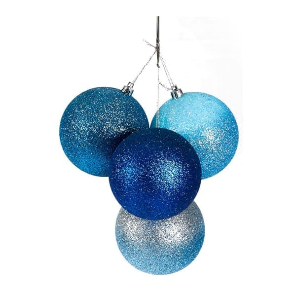 Новорічна куля пластиковий синій 10,0х10,0 см - зображення 1