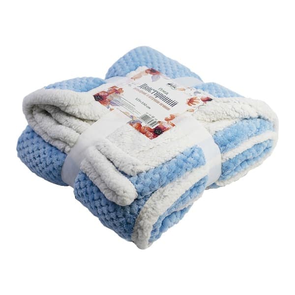 Плед двосторонній рельєфний зі штучною овчиною 125х150 см WERK - зображення 1