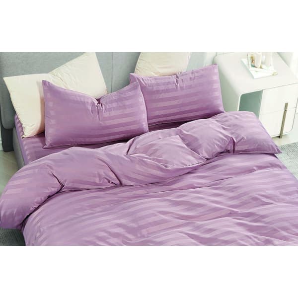 Комплект постільної білизни VS-BM2.0-302 Страйп Рожевий, двоспальний VERSAILLES - зображення 1