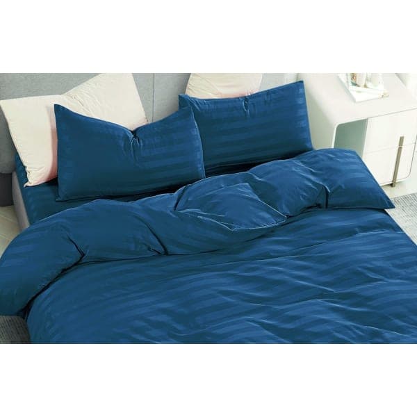 Комплект постільної білизни VS-BM2.0-304 Страйп Сапфіровий, двоспальний VERSAILLES - зображення 1