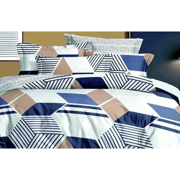 Комплект постільної білизни VS-BM1.5-105 Синя геометрія, півтораспальний VERSAILLES - зображення 1