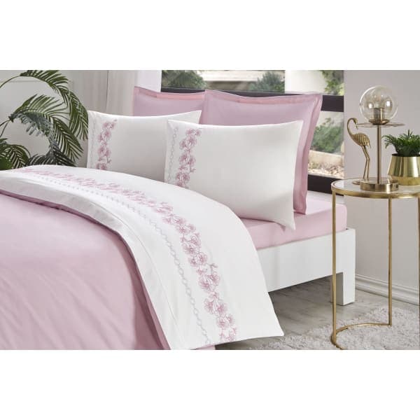 Комплект постільної білизни CK BOUTIQUE PEMBE PETRA рожевий, євро OZDILEK - зображення 1