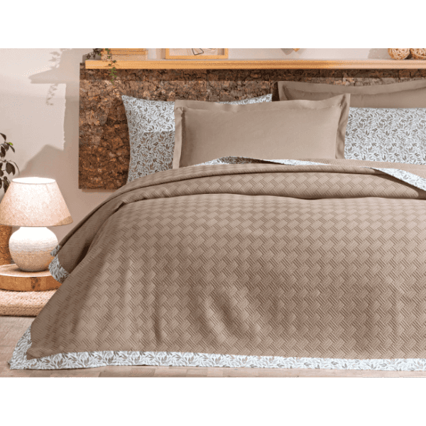 Комплект постільної білизни CK JAKAR BIYELI KAHVE капучіно, євро+ OZDILEK - зображення 1