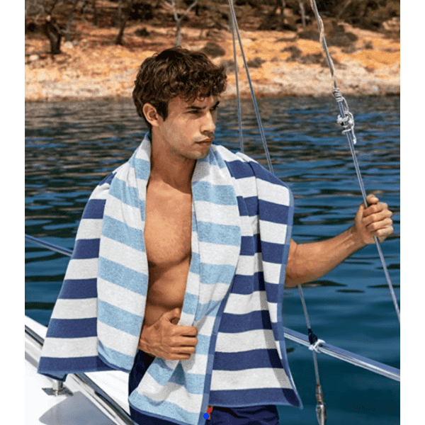 Рушник банний DOUBLE C.STRIPE синьо-блакитний 70х145см. OZDILEK - зображення 1