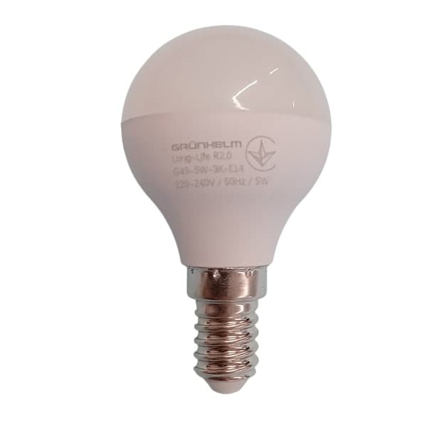 Лампа LED - G45-5W-3K-E14 Long-Life R2.0 Grunhelm - зображення 1