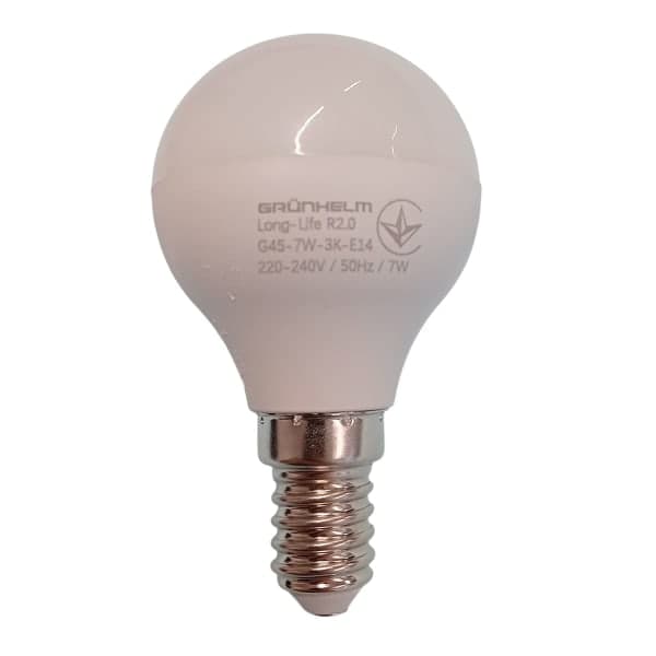 Лампа LED - G45-7W-3K-E14 Long-Life R2.0 Grunhelm - зображення 1