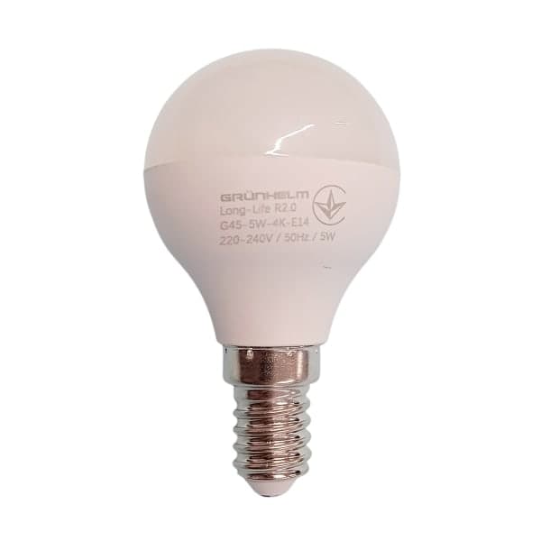 Лампа LED - G45-5W-4K-E14 Long-Life R2.0 Grunhelm - зображення 1