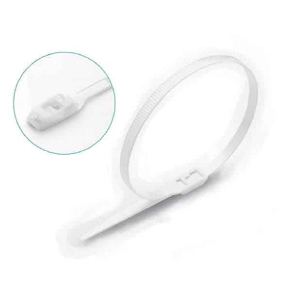 Хомут нейлоновий - з низьким профілем замка 8х400 білий, уп.100шт. Haisser - зображення 1