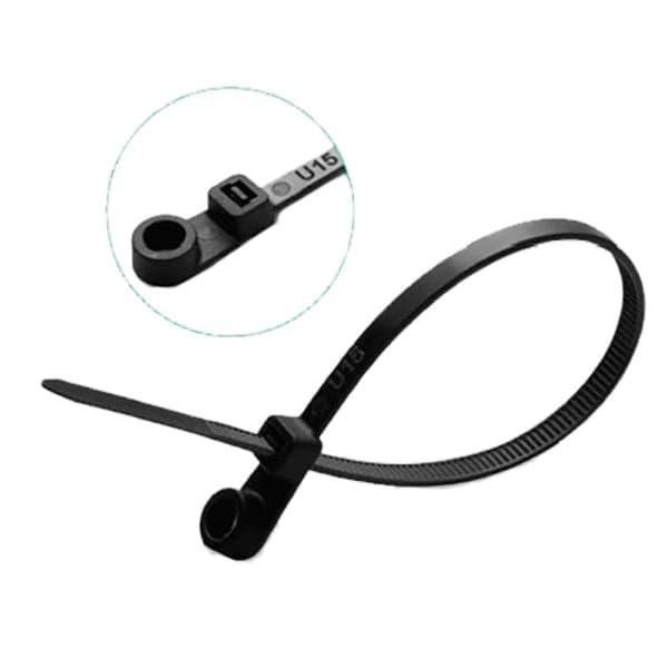 Хомут нейлоновий з кільцем - 5х200 чорний, уп.100 шт. Haisser - зображення 1