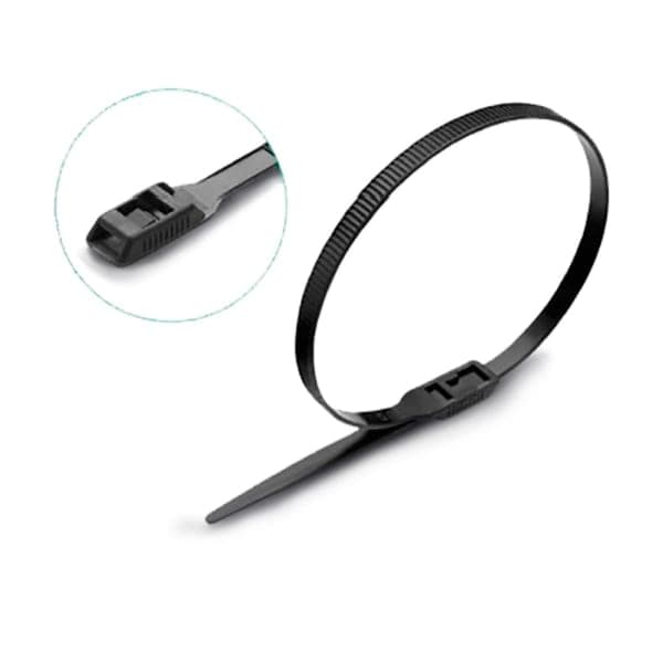 Хомут нейлоновий - з низьким профілем замка 8х400 чорний, уп.100шт. Haisser - зображення 1